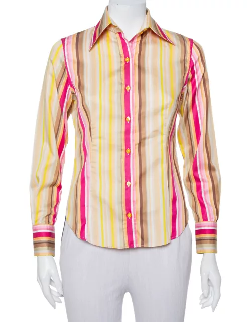 Etro Multicolor Striped Cotton Fitted Button Front Shirt