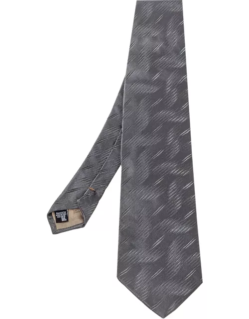 Emporio Armani Grey Textured Silk Traditional Tie