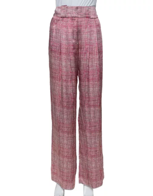 Emporio Armani Pink & Grey Printed Silk Palazzo Pants