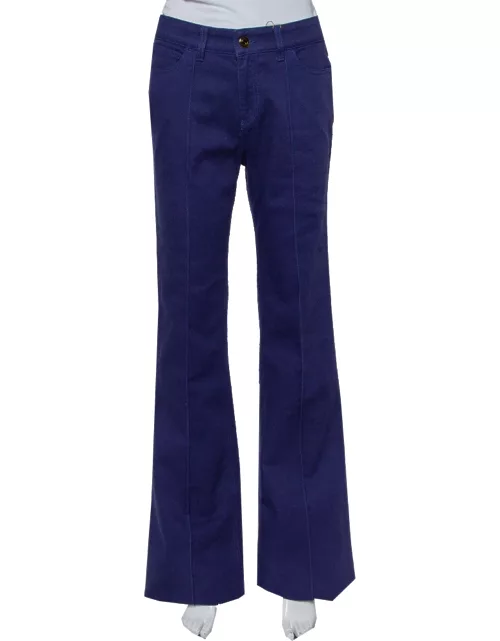 Gucci Navy Blue Denim Paneled Flared Leg Jeans