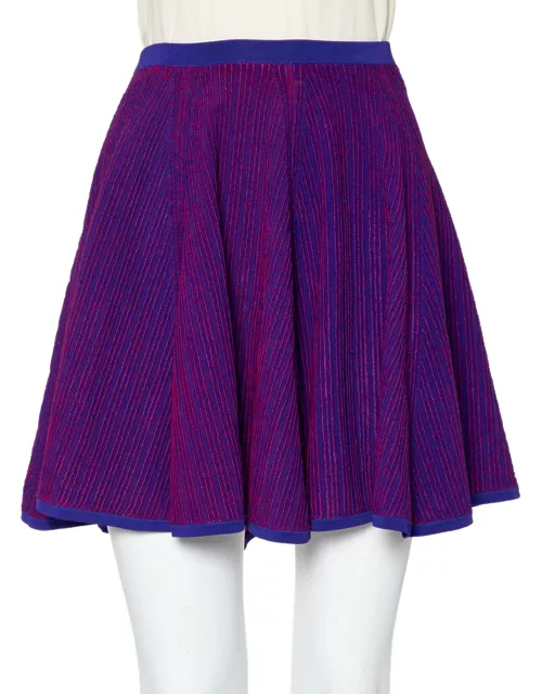 Kenzo Purple & Red Textured Knit Flared Mini Skirt