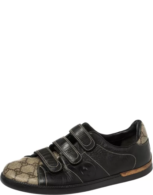 Gucci Beige/Black GG Supreme Canvas And Leather Velcro Sneaker