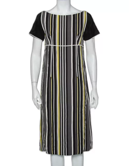 Prada Multicolor Striped Crepe Midi Dress