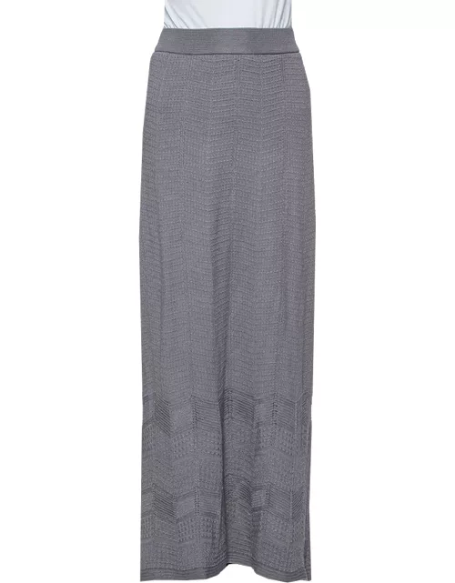 M Missoni Grey Patterned Knit Maxi Skirt