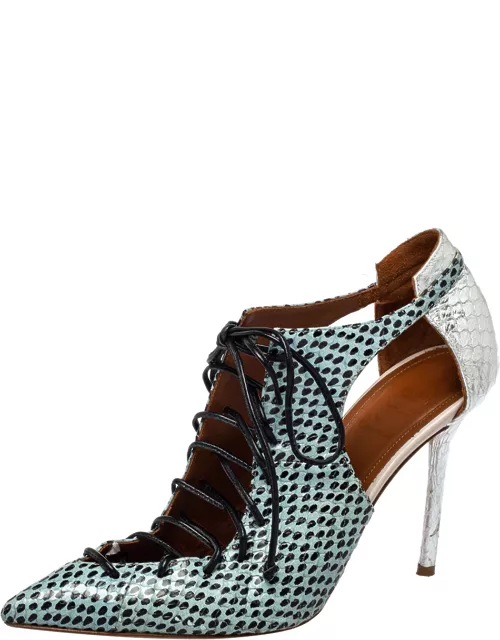 Malone Souliers Multicolor Python Montana Pointed Toe Lace Up Bootie