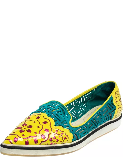 Nicholas Kirkwood Multicolor Patent Leather And Suede Slip On Sneaker