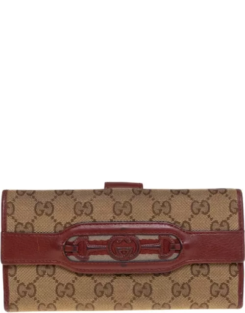 Gucci Beige/Copper GG Canvas and Leather Flap Continental Wallet