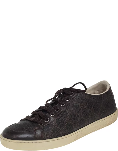 Gucci Brown Guccissima Coated Canvas and Leather Low Top Sneaker