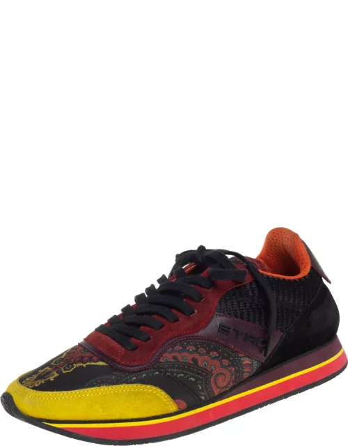Etro Multicolor Paisley Fabric And Suede Lace Up Sneaker