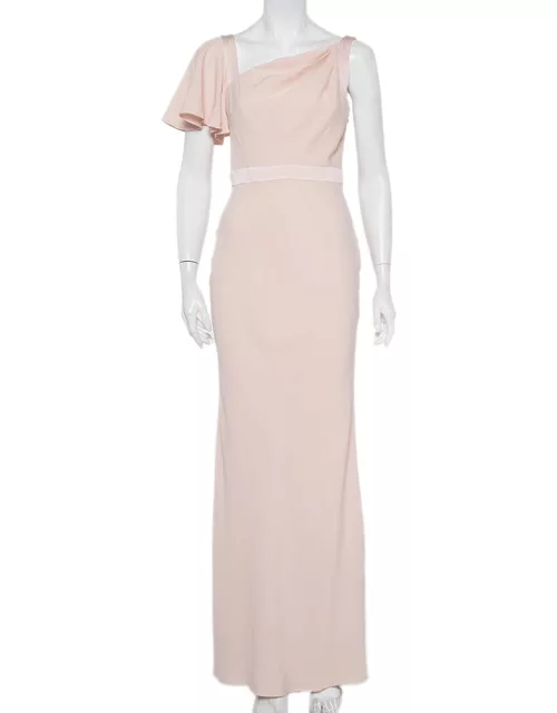 Alexander McQueen Light Pink Crepe Ruffle Sleeve Paneled Maxi Dress