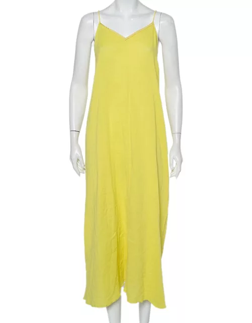 Zadig & Voltaire Yellow Cotton Open Back Ralia Maxi Dress