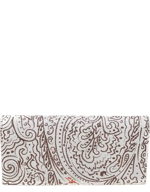 Etro White/Brown Paisley Print Coated Canvas Continental Wallet