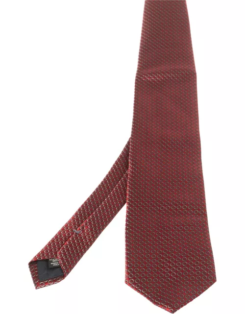 Ermenegildo Zegna Red Geometric Patterned Silk Tie