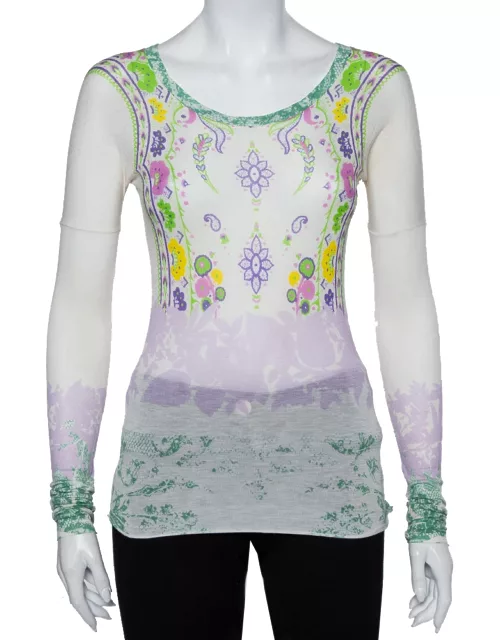 Etro Multicolor Floral Printed Cotton Long Sleeve T-Shirt