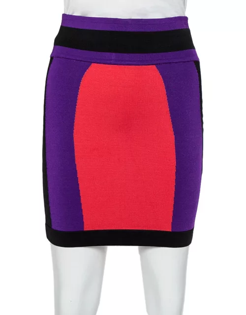 Balmain Colorblock Knit Mini Skirt