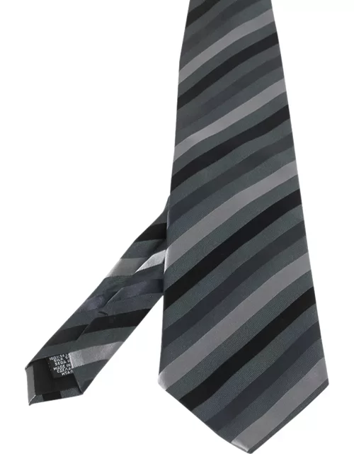 Boss By Hugo Boss Dark Grey Diagonal Striped Silk Tie
