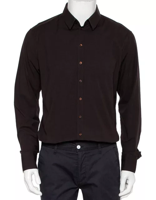 Dolce & Gabbana Brown Cotton Button Front Shirt