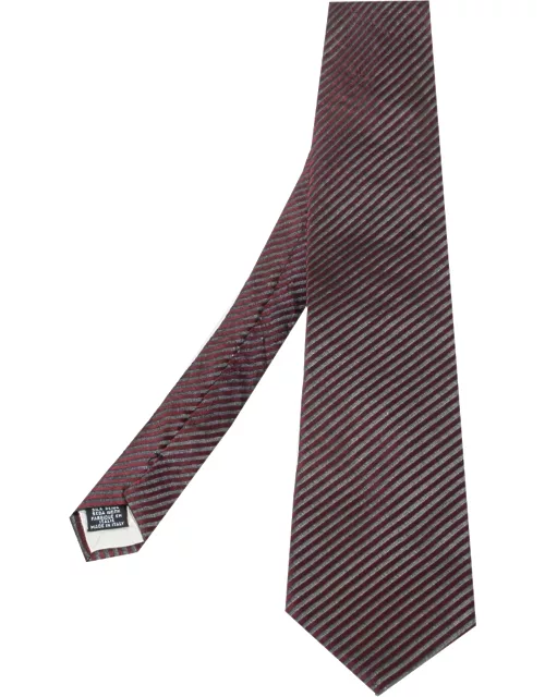 Boss By Hugo Boss Burgundy Striped Silk Jacquard Tie