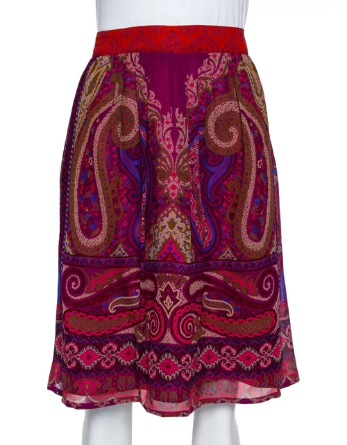 Etro Purple Paisley Printed Silk Mini Skirt