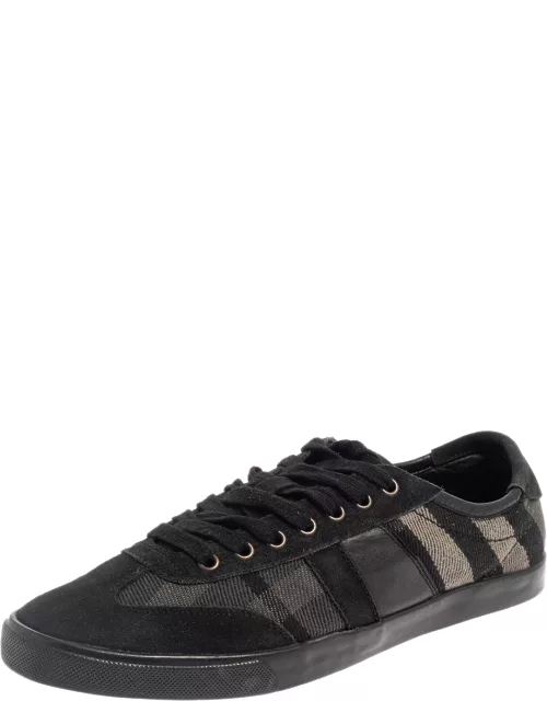 Burberry Black/Grey Suede And Check Canvas Low Top Sneaker