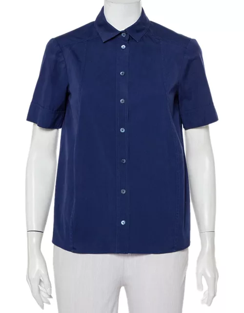 Gucci Navy Blue Cotton Paneled Button Front Shirt
