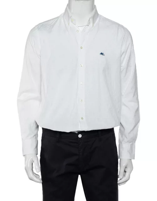 Etro White Paisley Pattern Cotton Button Front Shirt