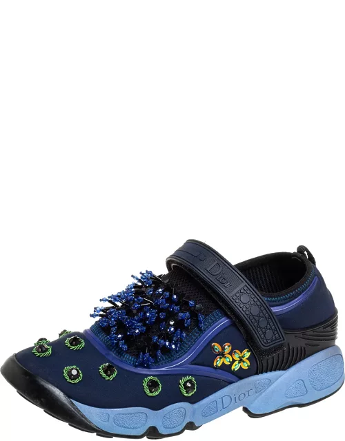 Dior Blue Nylon And Mesh Fusion Low Top Sneaker