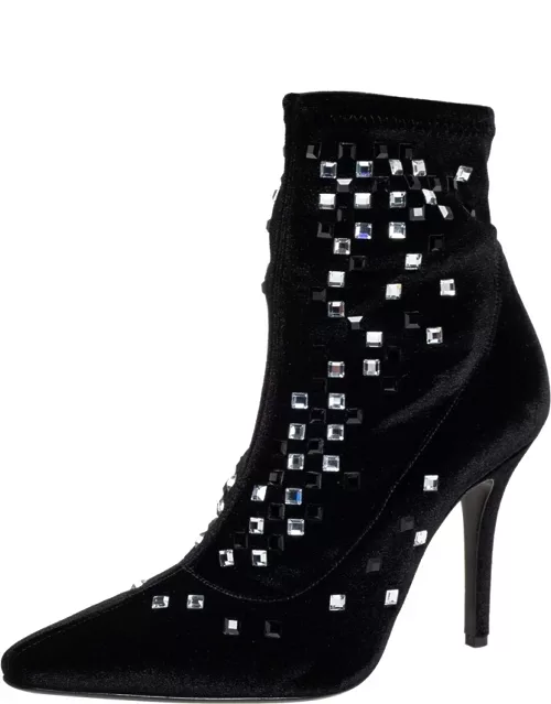Giuseppe Zanotti Black Velvet Embellished Boot