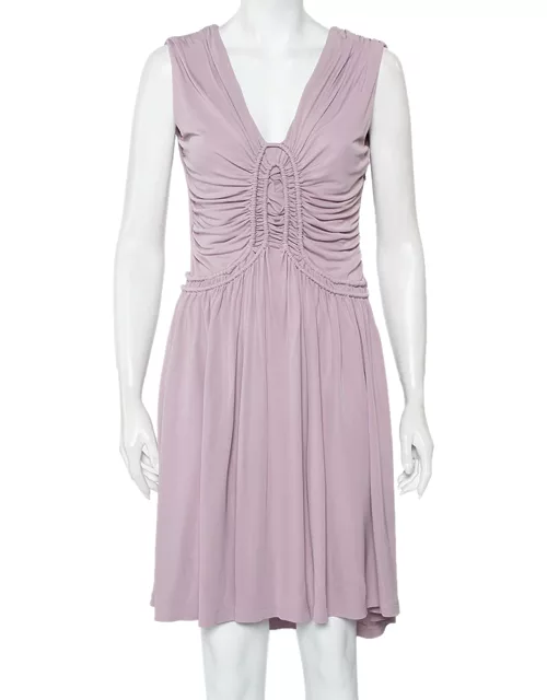 Fendi Lilac Knit Ruched Detail Mini Dress
