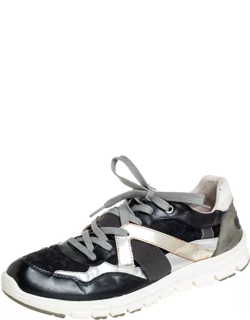 Dolce & Gabbana Tricolor Lace And Leather Low Top Sneaker