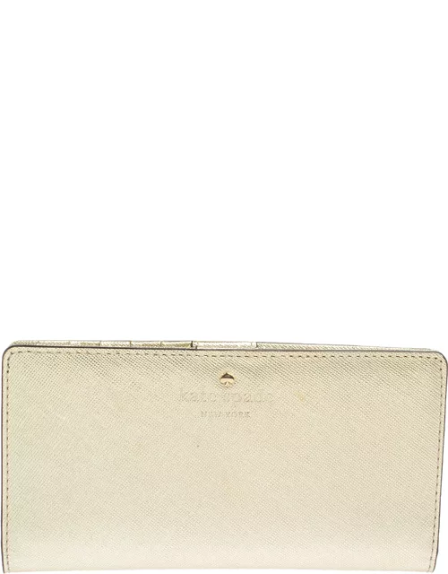 Kate Spade Metallic Gold Leather Long Flap Wallet