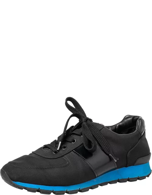 Prada Sport Black Canvas And Leather Low Top Sneaker