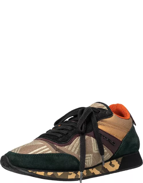Etro Multicolor Suede And Brocade Fabric Low Top Sneaker
