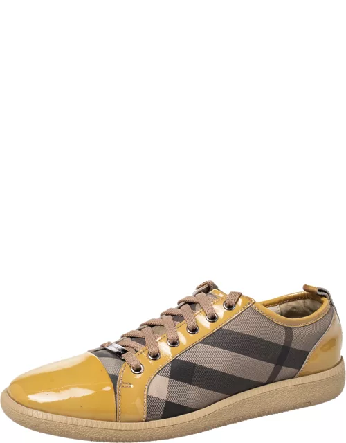 Burberry Beige/Yellow Canvas And Patent Leather Sneaker