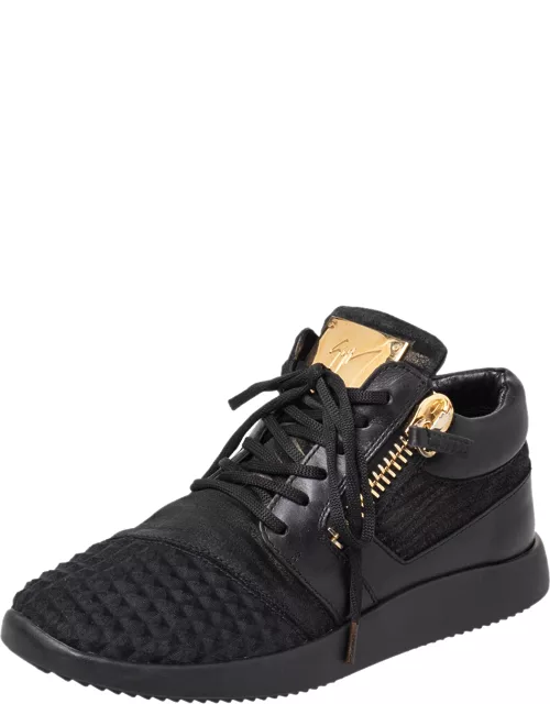 Giuseppe Zanotti Black Suede And Leather Low Top Sneaker