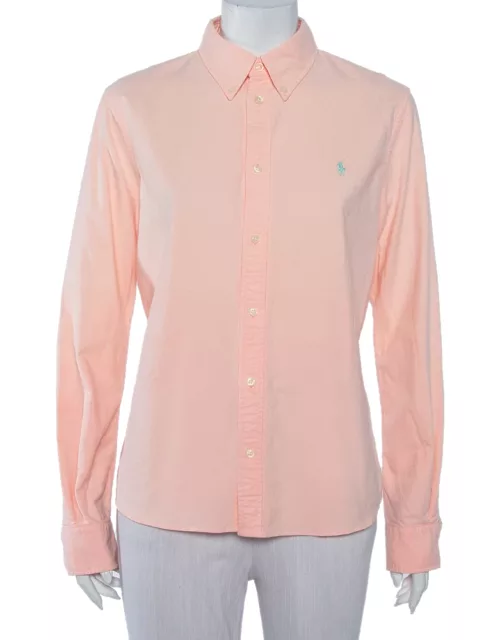 Ralph Lauren Orange Cotton Button Front Custom Fit Shirt