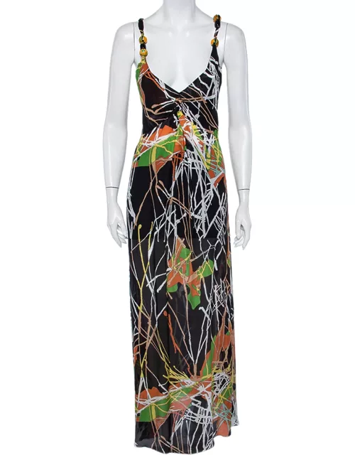 M Missoni Multicolor Printed Silk Sleeveless Maxi Dress