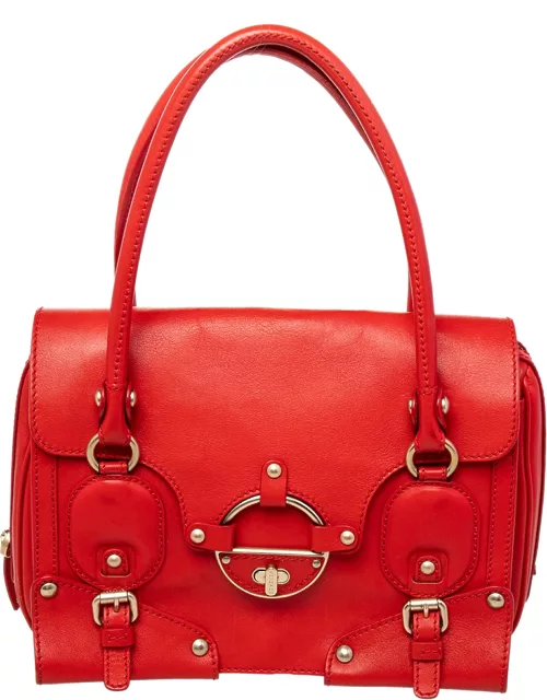 Versace Red Leather Studded Tote