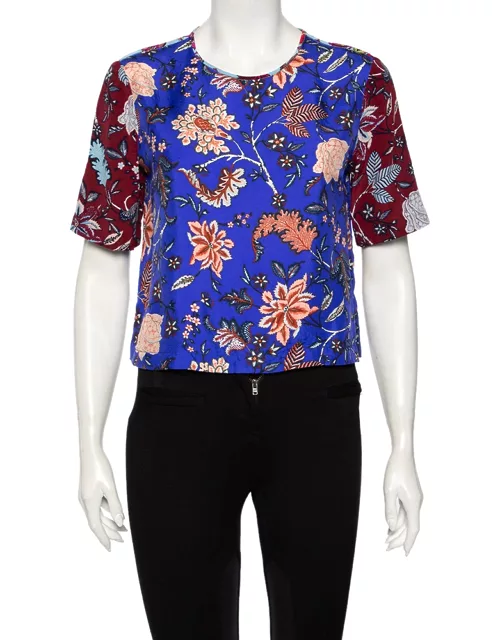 Diane Von Furstenberg Multicolor Floral Printed Silk Top