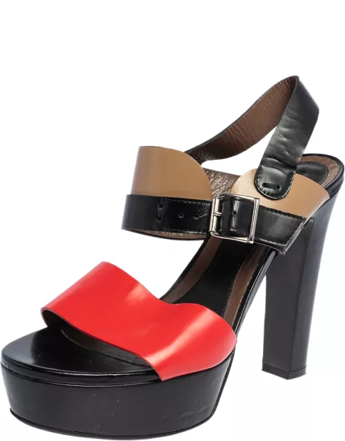 Marni Tricolor Leather Platform Ankle Strap Sandal