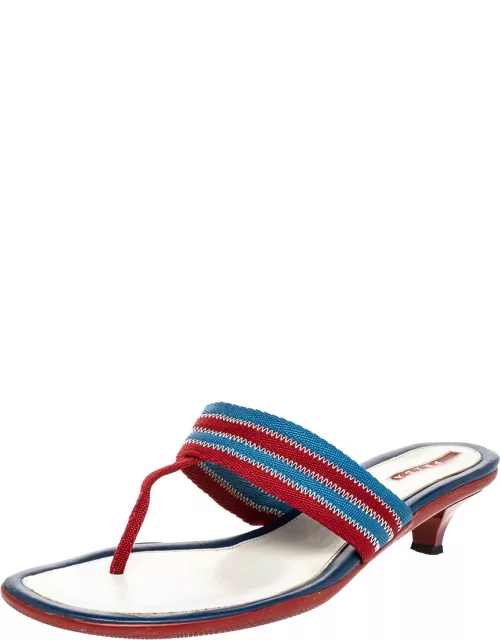 Prada Sport Red/Blue Nylon Thong Slide Sandal