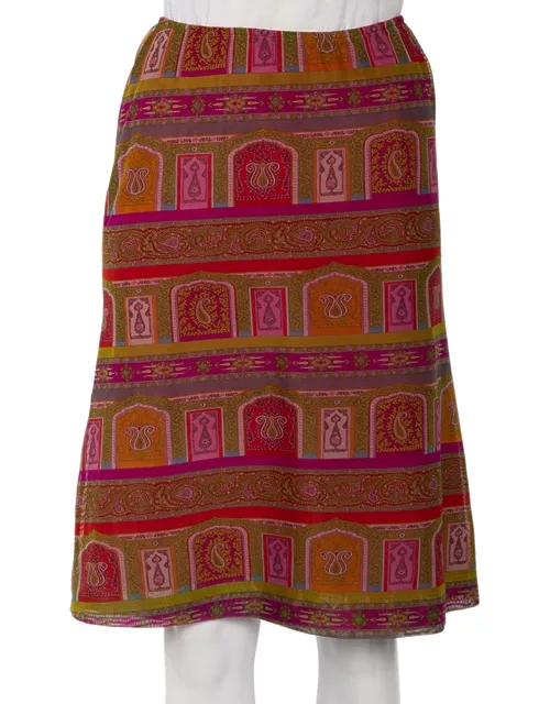 Etro Multicolor Paisley Printed Mesh Knit A-Line Skirt