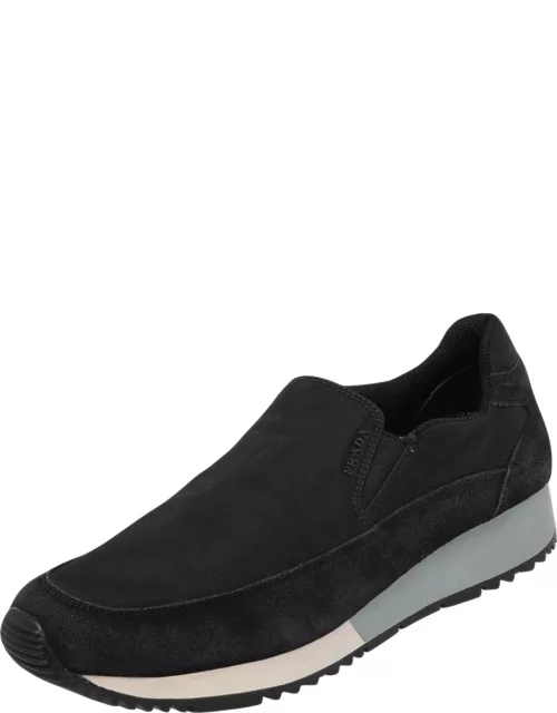 Prada Sport Black Suede And Nylon Slip On Sneaker