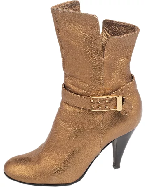 Casadei Gold Leather Ankle Length Boot