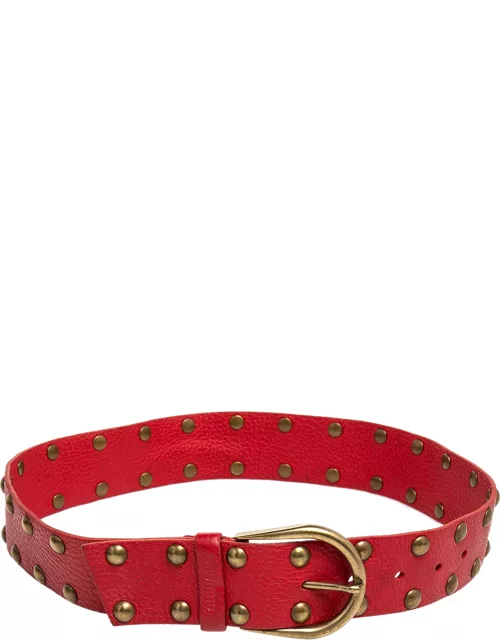 Miu Miu Red Leather Studded Belt