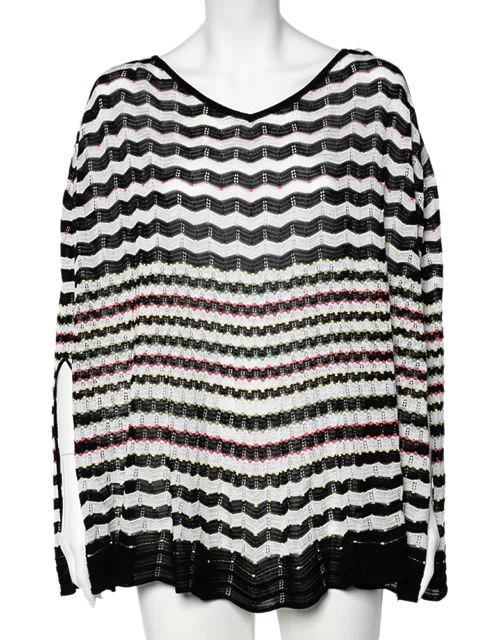Missoni Multicolored Zig Zag Patterned Knit Poncho (One
