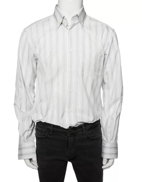 Ermenegildo Zegna White Striped Cotton Front Button Shirt