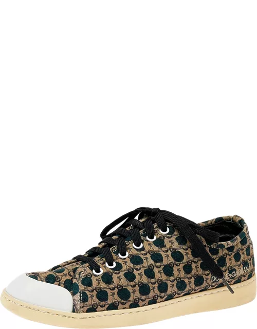 Dolce & Gabbana Multicolor Canvas And Leather Low Top Sneaker