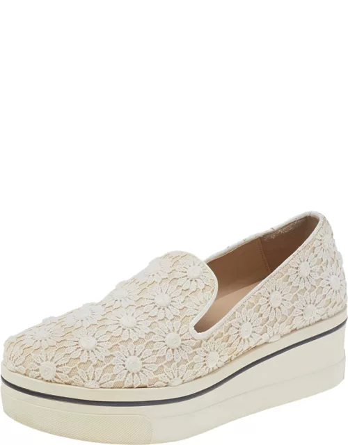 Stella McCartney Cream Floral-lace Slip on Sneaker