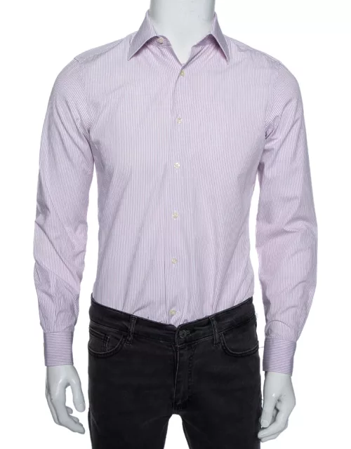 Valentino Lilac Striped Cotton Tailored Fit Shirt